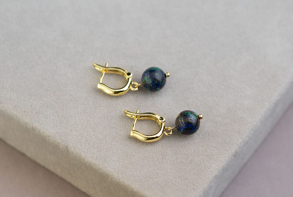 Серьги из азурмалахита артикул SAML812